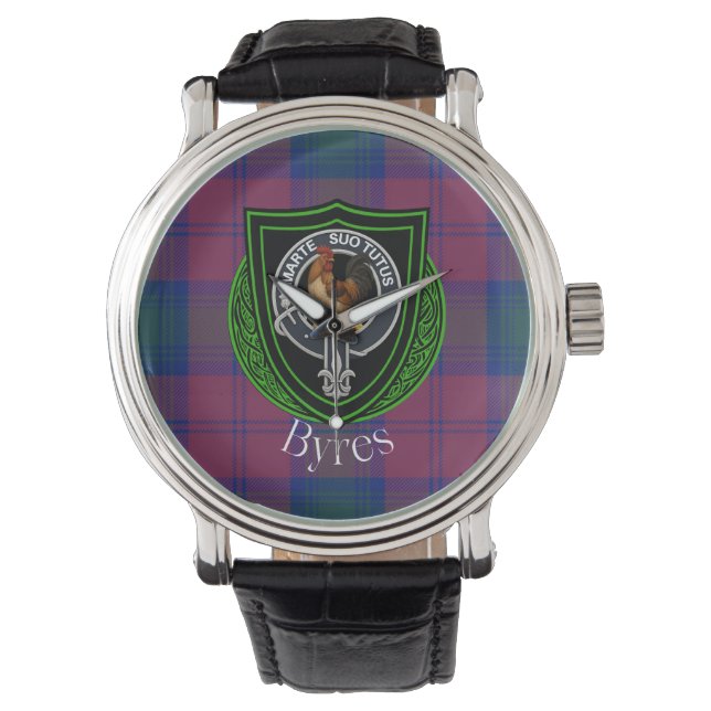 Reloj De Pulsera Byres Scottish Clan Tartan & Crest (Anverso)