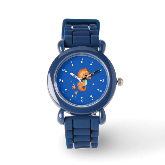Reloj De Pulsera Caballito de mar naranja lindo (Anverso)