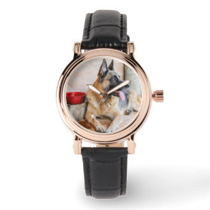 Reloj De Pulsera Caballo alemán descansando por cuenca acuática