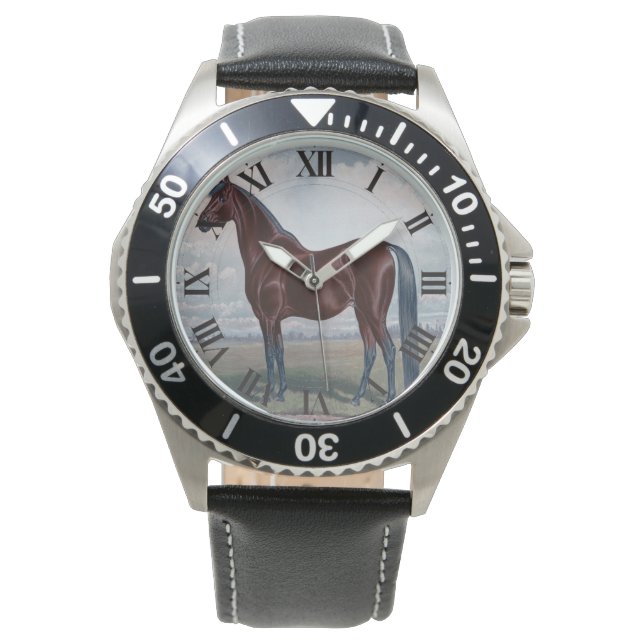 Reloj De Pulsera Caballo Arábigo Negro (Anverso)