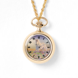 Reloj De Pulsera Caballo blanco con flores y nombre