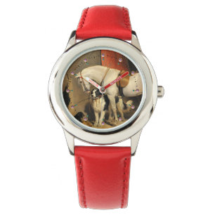 Reloj De Pulsera Caballo Blanco Con Perros