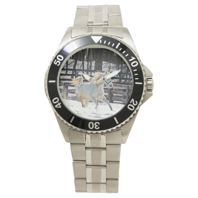 Reloj De Pulsera Caballo blanco galopante (Anverso)
