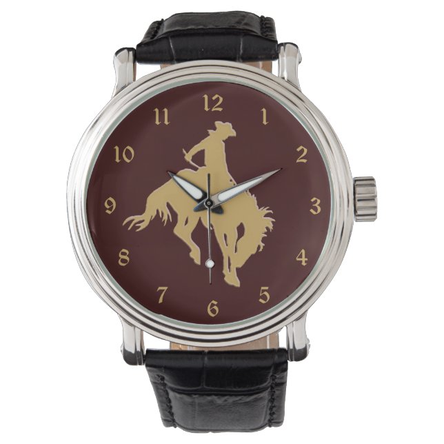Reloj De Pulsera Caballo Bucking de Cowboy Gold (Anverso)