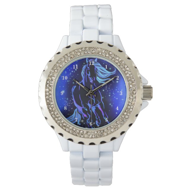Reloj De Pulsera Caballo Corriendo En Starry Night Blue Watch Regal (Anverso)