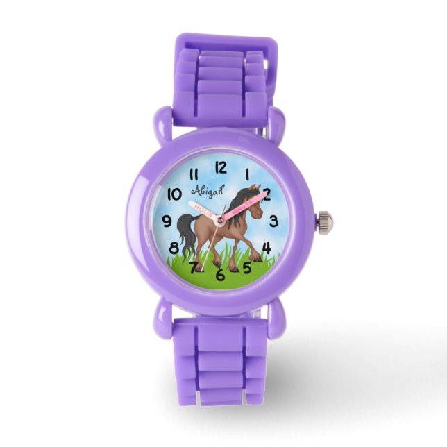 Reloj De Pulsera Caballo Cute Brown y Negro personalizado (Anverso)
