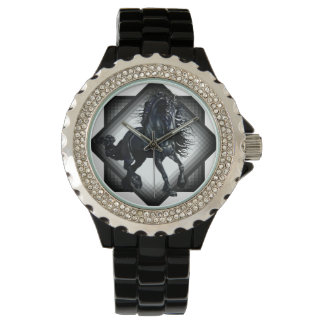 Reloj De Pulsera Caballo de belleza negro de semental frisón
