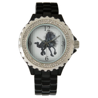 Reloj De Pulsera Caballo de belleza negro de semental frisón