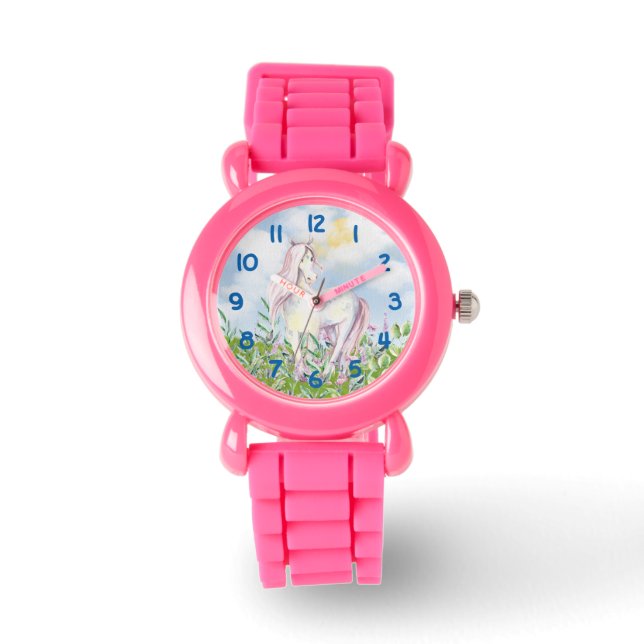 Reloj De Pulsera Caballo de bonito en campo de flores (Anverso)