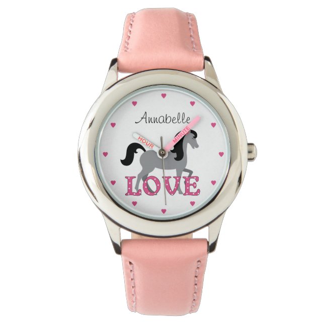 Reloj De Pulsera Caballo de Bonito personalizado y amor rosa (Anverso)