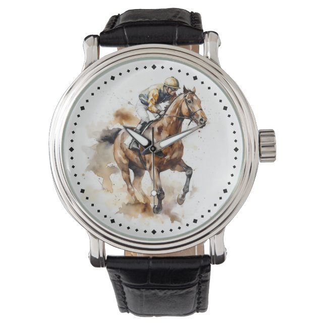 Reloj De Pulsera Caballo de Carrera Ecuestrista Moderno (Anverso)