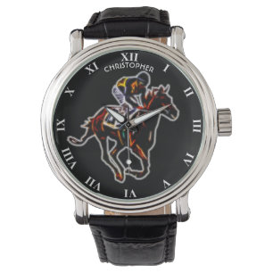 Reloj De Pulsera Caballo de Carreras de neón psicodélico del