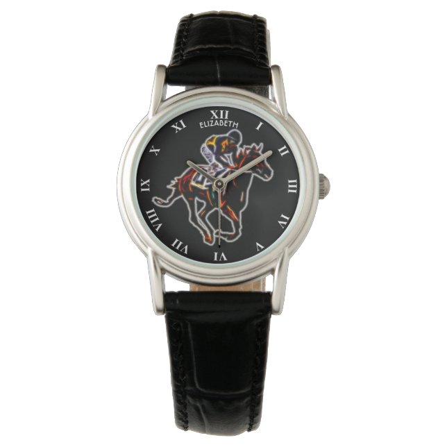 Reloj De Pulsera Caballo de Carreras Fractal Psicodélico Neon GIGHT (Anverso)