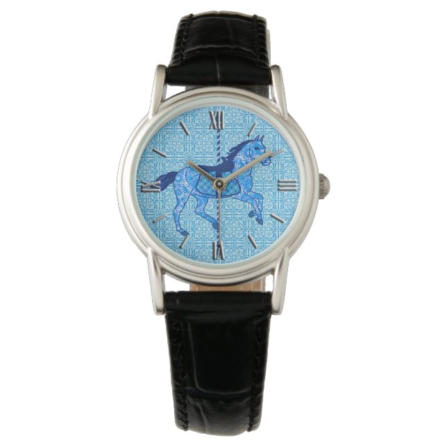 Reloj De Pulsera Caballo de carrusel - Cobalto y azul cielo (Anverso)
