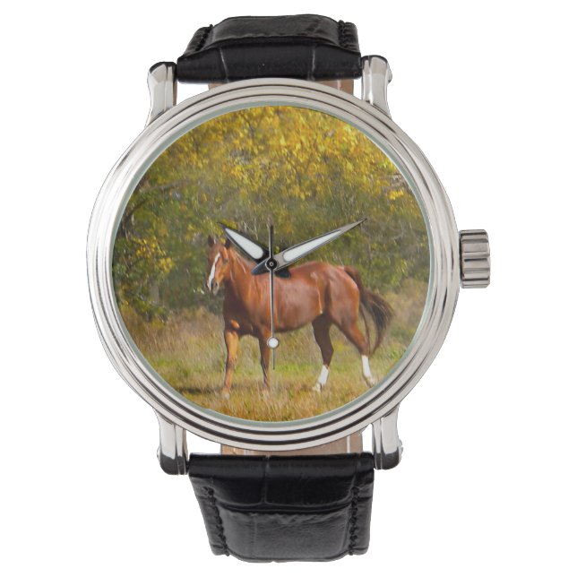 Reloj De Pulsera Caballo de castaño en otoño (Anverso)