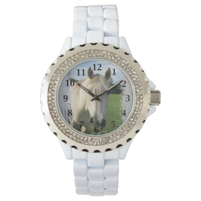 Reloj De Pulsera Caballo de cuarzo gris en tablero encalado (Anverso)