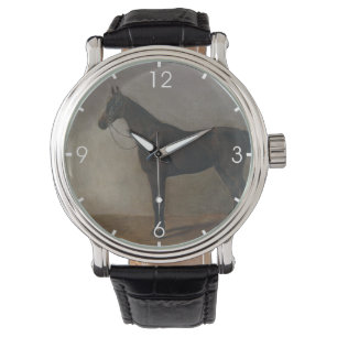 Reloj De Pulsera Caballo de gelatina marrón oscuro (arte animal vin