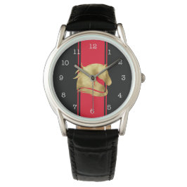 Reloj De Pulsera Caballo de oro de las bandas de Carreras roja de m