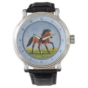 Reloj De Pulsera Caballo de piel de hebilla con luz azul