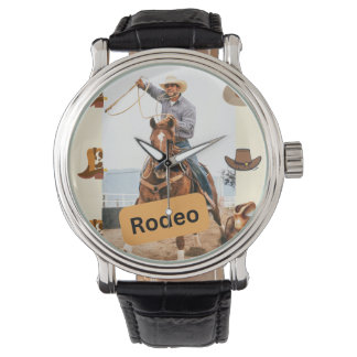 Reloj De Pulsera Caballo de rodeo-tiempo con vaquero