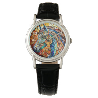 Reloj De Pulsera Caballo de vidrio emplomado vibrante 25