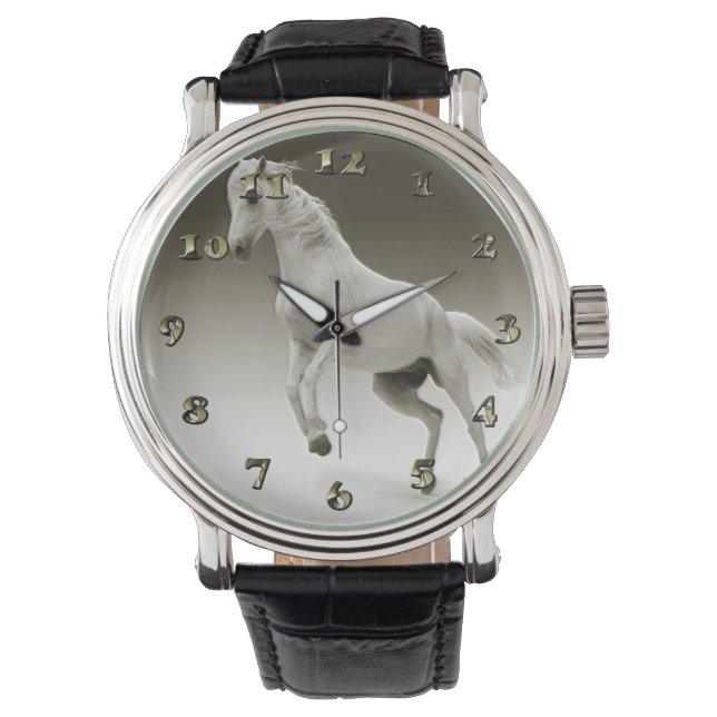 Reloj De Pulsera Caballo de yegua blanca ecuestre (Anverso)