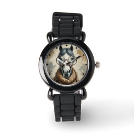Reloj De Pulsera Caballo elegante con gafas - Divertido arte vintag