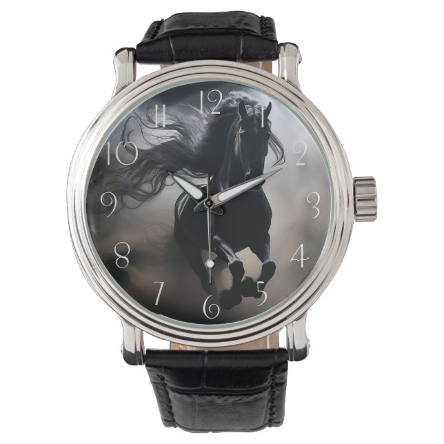 Reloj De Pulsera Caballo frisón negro (Anverso)