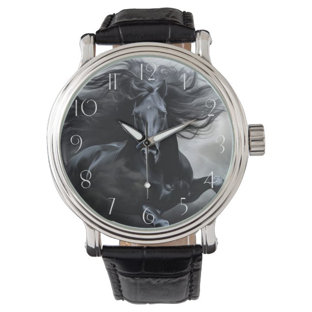 Reloj De Pulsera Caballo frisón negro (Anverso)