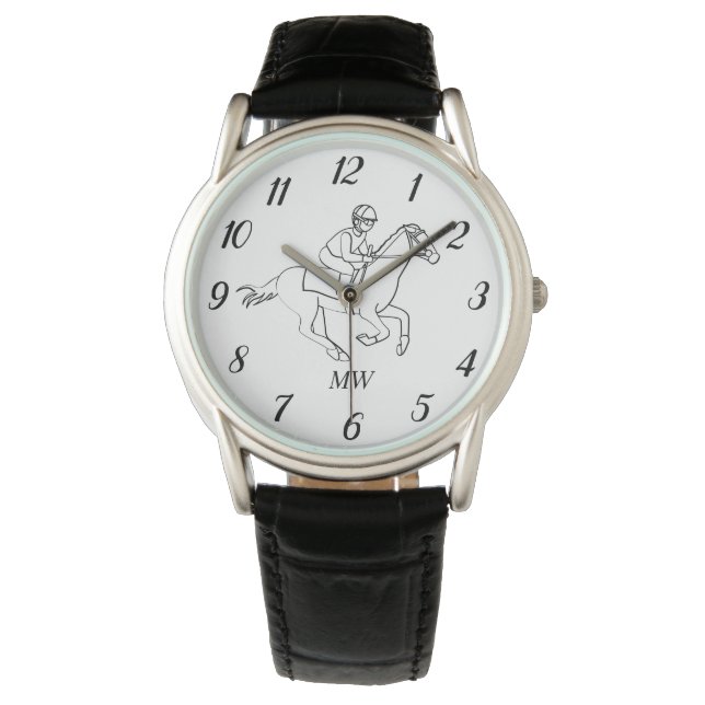 Reloj De Pulsera Caballo jinete Dressage Caballos ecuestres Negro (Anverso)
