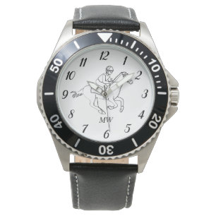 Reloj De Pulsera Caballo jinete Dressage Caballos ecuestres Negro