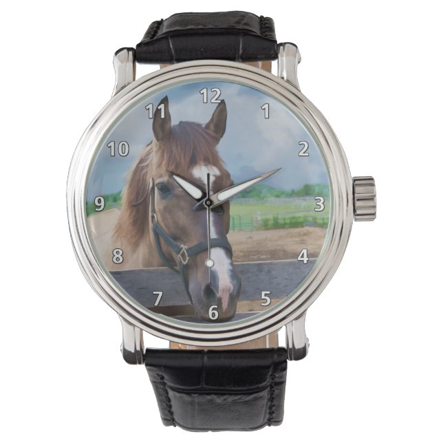 Reloj De Pulsera Caballo marrón con halter (Anverso)