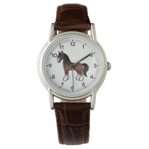 Reloj De Pulsera Caballo Personalizado de Brown Gypsy Vanner Clydes