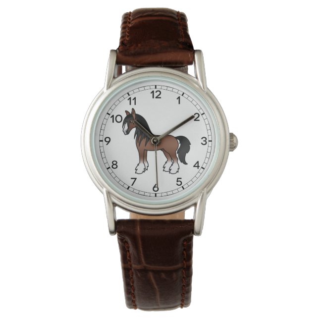 Reloj De Pulsera Caballo Personalizado de Brown Gypsy Vanner Clydes (Anverso)