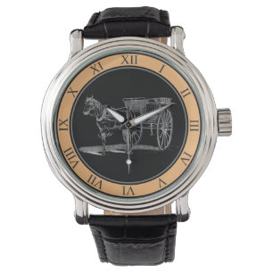 Reloj De Pulsera Caballo Vintage Y Carrito