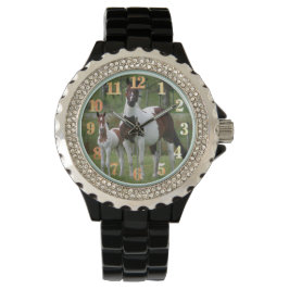 Reloj De Pulsera Caballo y colt: Diamante de imitación del esmalte 