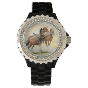 Reloj De Pulsera Caballos al atardecer