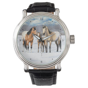 Reloj De Pulsera Caballos Appaloosa De Cuello Rojo