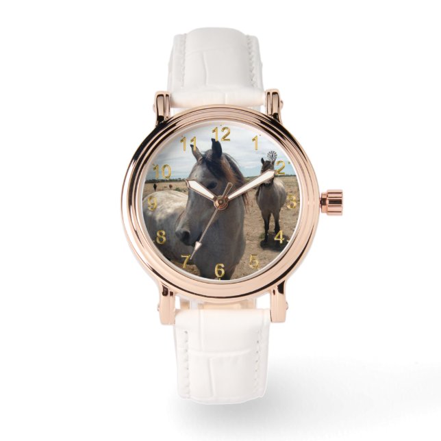 Reloj De Pulsera Caballos Árabes Escaneados, (Anverso)