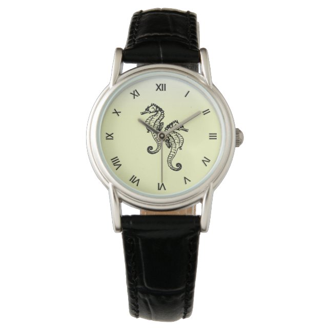 Reloj De Pulsera Caballos de mar Amarillo (Anverso)