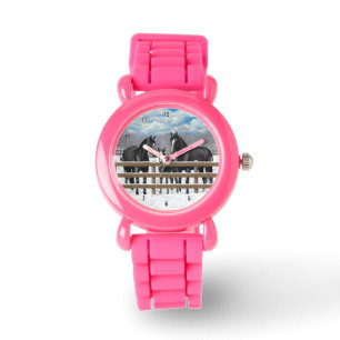 Reloj De Pulsera Caballos del Barrio Negro en Nieve
