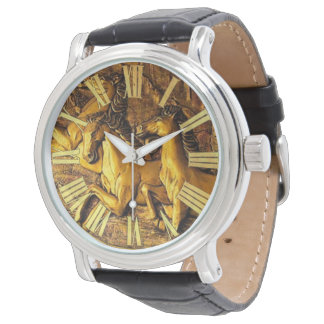 Reloj De Pulsera Caballos dorados