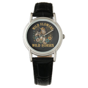 Reloj De Pulsera Caballos Florales Salvajes 2026 Artísticos