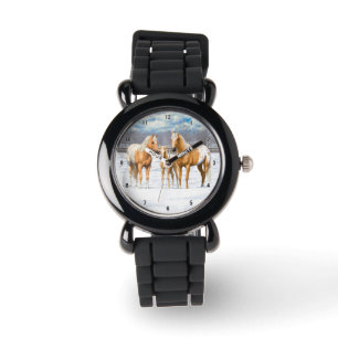 Reloj De Pulsera Caballos Palomino Appaloosa De Nieve
