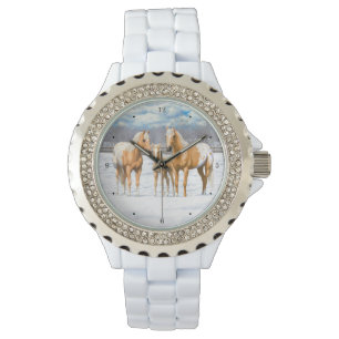 Reloj De Pulsera Caballos Palomino Appaloosa De Nieve
