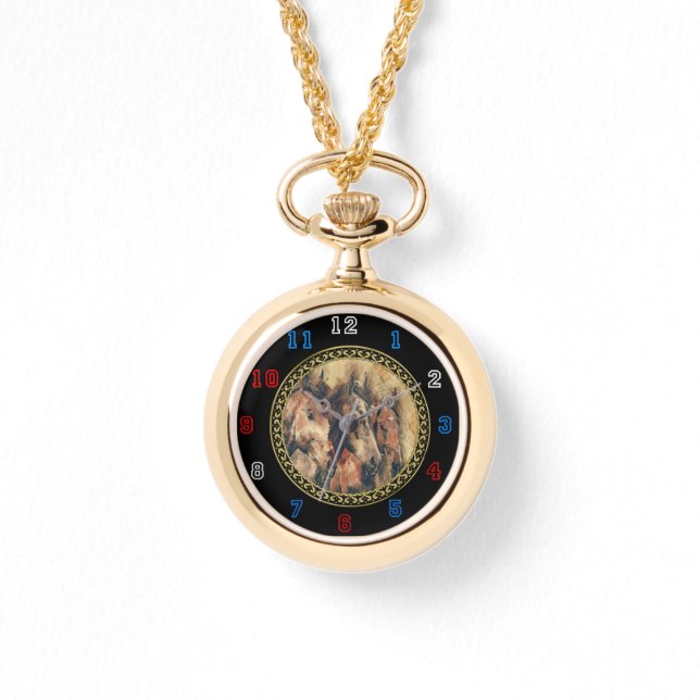 Reloj De Pulsera Caballos tostados corriendo en un campo (Anverso)