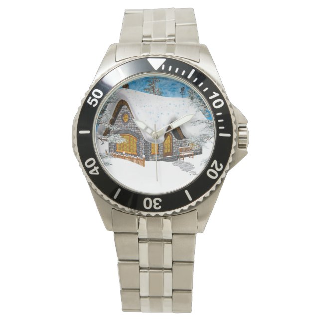 Reloj De Pulsera Cabaña de invierno (Anverso)