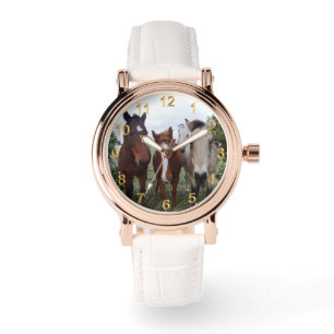 Reloj De Pulsera Cabello Frisado, Cuatro Amigos Caballos,
