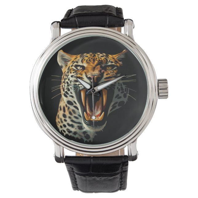 Reloj De Pulsera Cabeza de ataque ruidosa de leopardo (Anverso)