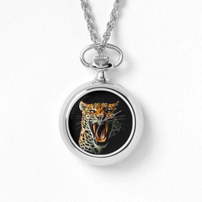 Reloj De Pulsera Cabeza de ataque ruidosa de leopardo (Anverso)
